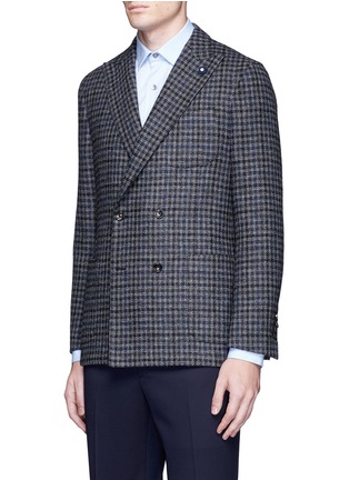 Front View - Click To Enlarge - LARDINI - Check plaid double breasted soft blazer