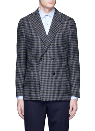 Main View - Click To Enlarge - LARDINI - Check plaid double breasted soft blazer