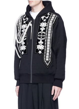 Front View - Click To Enlarge - PORTS 1961 - Rope embellished and star topstitch zip hoodie