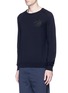 Front View - Click To Enlarge - PORTS 1961 - Floral embroidered wool sweater