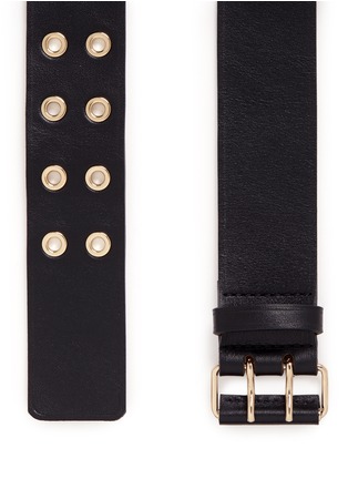 Detail View - Click To Enlarge - MAISON BOINET - Double eyelet buckle cowhide leather belt