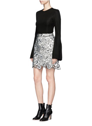 Figure View - Click To Enlarge - SELF-PORTRAIT - 'Poppy' embroidered guipure lace skirt