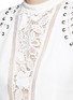 Detail View - Click To Enlarge - SELF-PORTRAIT - Lace-up balloon sleeve guipure lace top