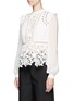 Front View - Click To Enlarge - SELF-PORTRAIT - Lace-up balloon sleeve guipure lace top