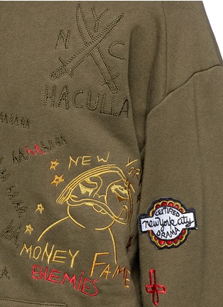 Detail View - Click To Enlarge - HACULLA - 'Luxe Punk' doodle embroidered zip hoodie