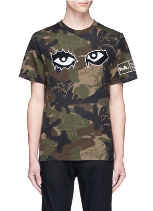 Main View - Click To Enlarge - HACULLA - 'You See Nothing' eye embroidered camouflage print T-shirt