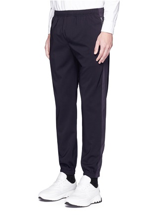 Front View - Click To Enlarge - TIM COPPENS - Tuxedo stripe wool jogging pants