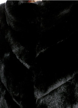 Detail View - Click To Enlarge - YVES SALOMON - Leather trim chevron panel rabbit fur coat