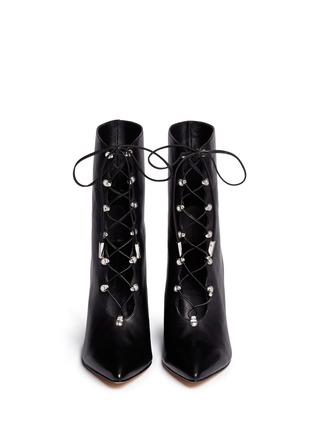 Front View - Click To Enlarge - SIGERSON MORRISON - 'Knight' lace-up leather boots
