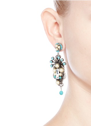 Figure View - Click To Enlarge - MIRIAM HASKELL - Glass pearl Swarovski crystal drop earrings
