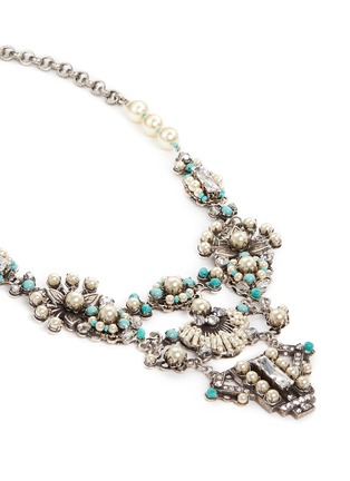 Detail View - Click To Enlarge - MIRIAM HASKELL - Glass pearl Swarovski crystal turquoise bead statement necklace