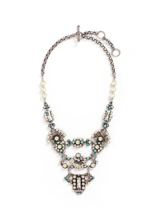 Main View - Click To Enlarge - MIRIAM HASKELL - Glass pearl Swarovski crystal turquoise bead statement necklace