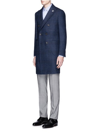 Front View - Click To Enlarge - LARDINI - Check plaid double breasted coat