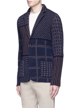 Front View - Click To Enlarge - LARDINI - Intarsia patchwork knit blazer