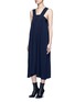 Front View - Click To Enlarge - HELMUT LANG - Side tie crepe midi dress