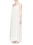 Front View - Click To Enlarge - LILA.EUGENIE - Macramé lace cotton-silk maxi dress