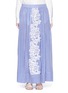 Main View - Click To Enlarge - LILA.EUGENIE - Lace trim pinstripe cotton-silk maxi skirt