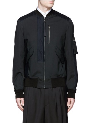 Main View - Click To Enlarge - LANVIN - Leather patch padded bomber jacket