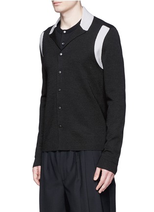 Front View - Click To Enlarge - LANVIN - Contrast panel wool-silk cardigan