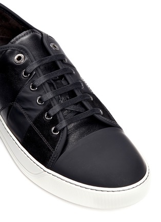Detail View - Click To Enlarge - LANVIN - Panelled mix leather suede sneakers