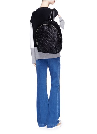 Figure View - Click To Enlarge - STELLA MCCARTNEY - 'Falabella' quilted shaggy deer chain backpack
