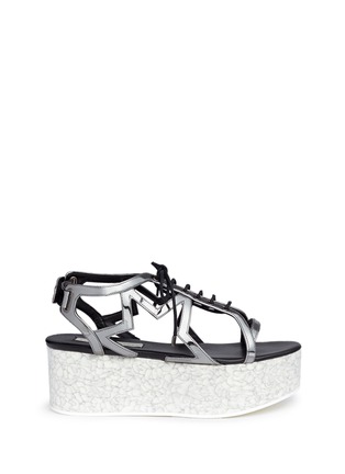 Main View - Click To Enlarge - STELLA MCCARTNEY - 'Lucy' marble effect platform metallic sandals