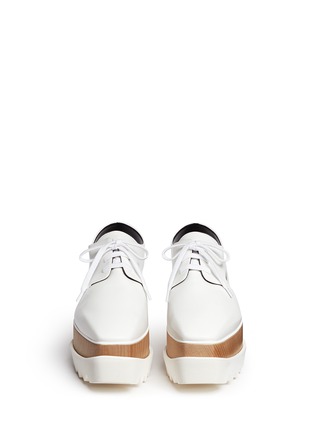 Front View - Click To Enlarge - STELLA MCCARTNEY - 'Elyse' wood platform cutout alter nappa Derbies