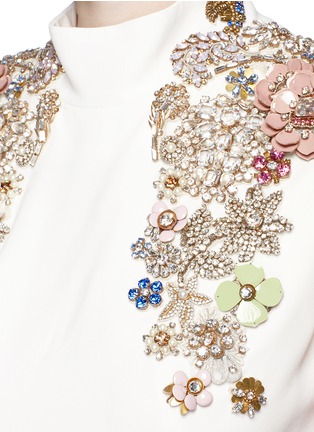 Detail View - Click To Enlarge - ALEXANDER MCQUEEN - Jewel embellished open back crepe gown