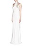 Front View - Click To Enlarge - ALEXANDER MCQUEEN - Jewel embellished open back crepe gown