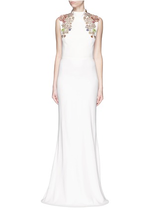 Main View - Click To Enlarge - ALEXANDER MCQUEEN - Jewel embellished open back crepe gown