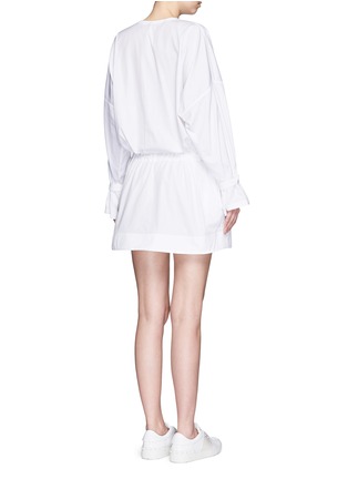 Back View - Click To Enlarge - ALEXANDER MCQUEEN - Lace up cotton poplin tunic dress