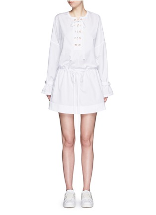 Main View - Click To Enlarge - ALEXANDER MCQUEEN - Lace up cotton poplin tunic dress