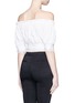 Back View - Click To Enlarge - ALEXANDER MCQUEEN - Lace trim cotton cropped Bardot top