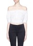 Main View - Click To Enlarge - ALEXANDER MCQUEEN - Lace trim cotton cropped Bardot top