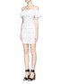 Front View - Click To Enlarge - ALEXANDER MCQUEEN - Ruffle knit Bardot dress