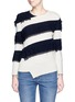 Main View - Click To Enlarge - ALEXANDER MCQUEEN - Asymmetric ruffle stripe sweater