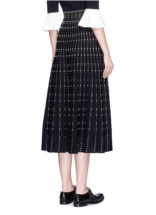 Back View - Click To Enlarge - ALEXANDER MCQUEEN - Woven stripe knit midi skirt