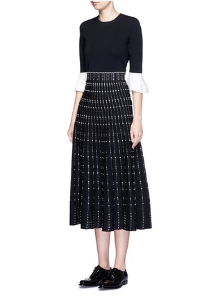 Figure View - Click To Enlarge - ALEXANDER MCQUEEN - Woven stripe knit midi skirt