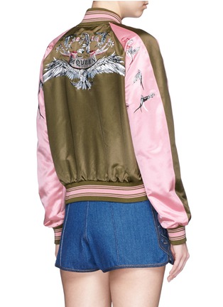Back View - Click To Enlarge - ALEXANDER MCQUEEN - Eagle embroidery satin bomber jacket