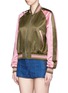 Front View - Click To Enlarge - ALEXANDER MCQUEEN - Eagle embroidery satin bomber jacket