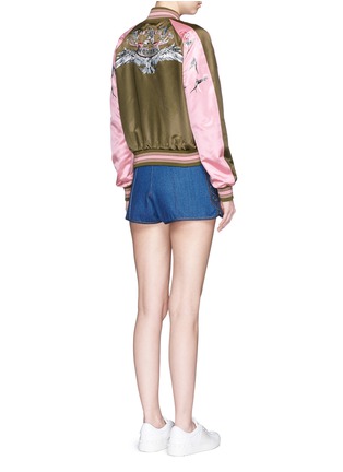 Figure View - Click To Enlarge - ALEXANDER MCQUEEN - Eagle embroidery satin bomber jacket