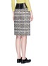 Back View - Click To Enlarge - ALEXANDER MCQUEEN - Leather bow checkerboard tweed skirt