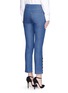 Back View - Click To Enlarge - ALEXANDER MCQUEEN - Lace-up hem cropped kick flare jeans