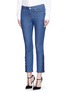 Front View - Click To Enlarge - ALEXANDER MCQUEEN - Lace-up hem cropped kick flare jeans
