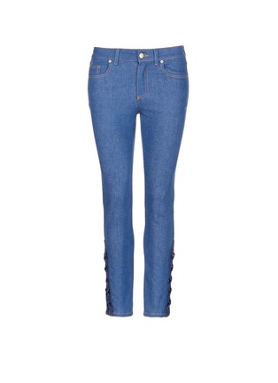 Main View - Click To Enlarge - ALEXANDER MCQUEEN - Lace-up hem cropped kick flare jeans