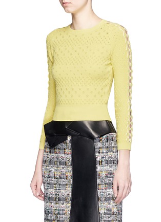 Front View - Click To Enlarge - ALEXANDER MCQUEEN - Dot texture scalloped seam sweater