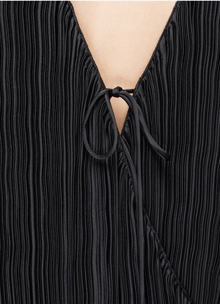 Detail View - Click To Enlarge - TOME - Plunge V-back plissé pleat satin wrap dress