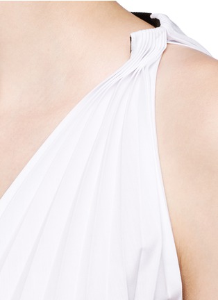 Detail View - Click To Enlarge - TOME - Grosgrain sash belt pleated poplin dress