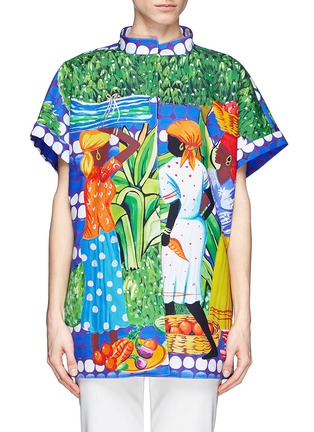 Main View - Click To Enlarge - STELLA JEAN - 'Ortolano' Caribbean print reversible cotton kimono shirt