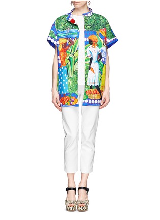 Figure View - Click To Enlarge - STELLA JEAN - 'Ortolano' Caribbean print reversible cotton kimono shirt